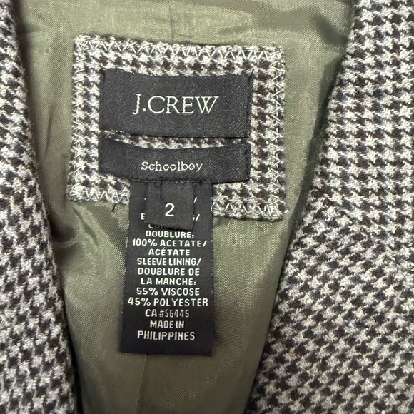 J. CREW Schoolboy Blazer Women's Sz 2 Wool Blend Houndstooth Work Classic Preppy - Picture 8 of 9